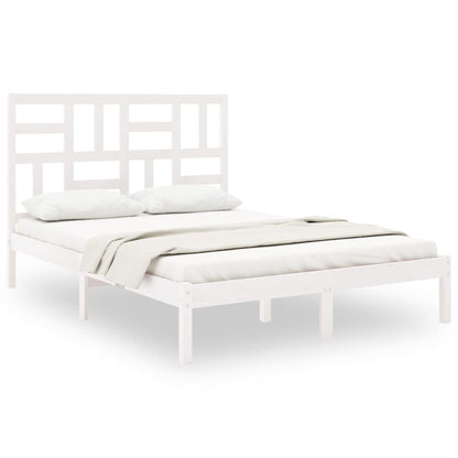 Bedframe massief hout wit 120x200 cm 120 x 200 cm Wit