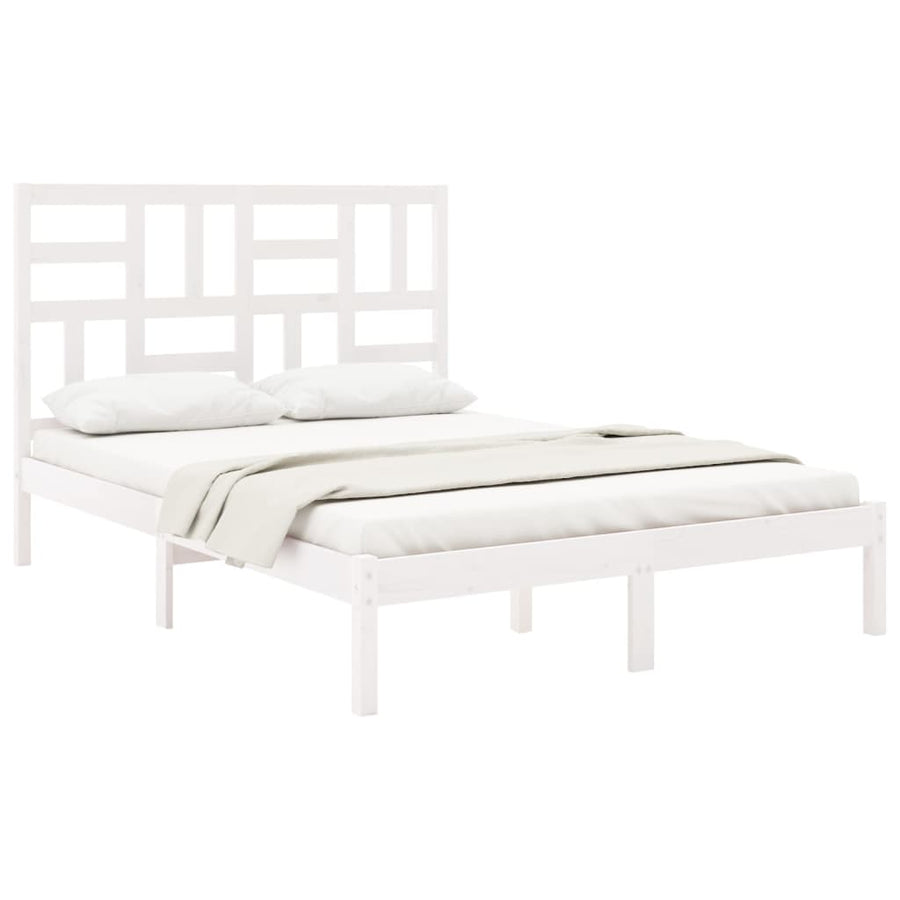 Bedframe massief hout wit 120x200 cm 120 x 200 cm Wit