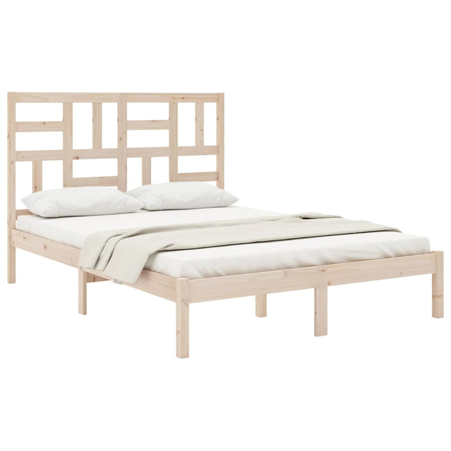Bedframe massief hout 140x200 cm 140 x 200 cm Naturel