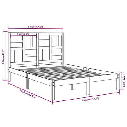 Bedframe massief hout 140x200 cm 140 x 200 cm Naturel