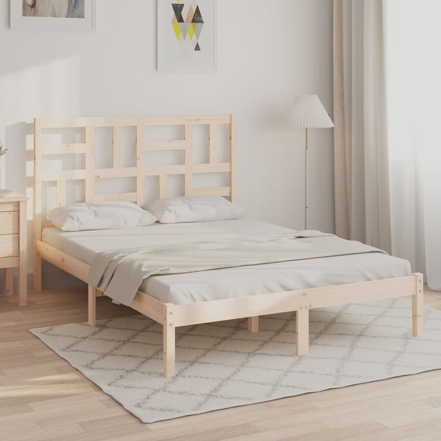 Bedframe massief hout 140x200 cm 140 x 200 cm Naturel