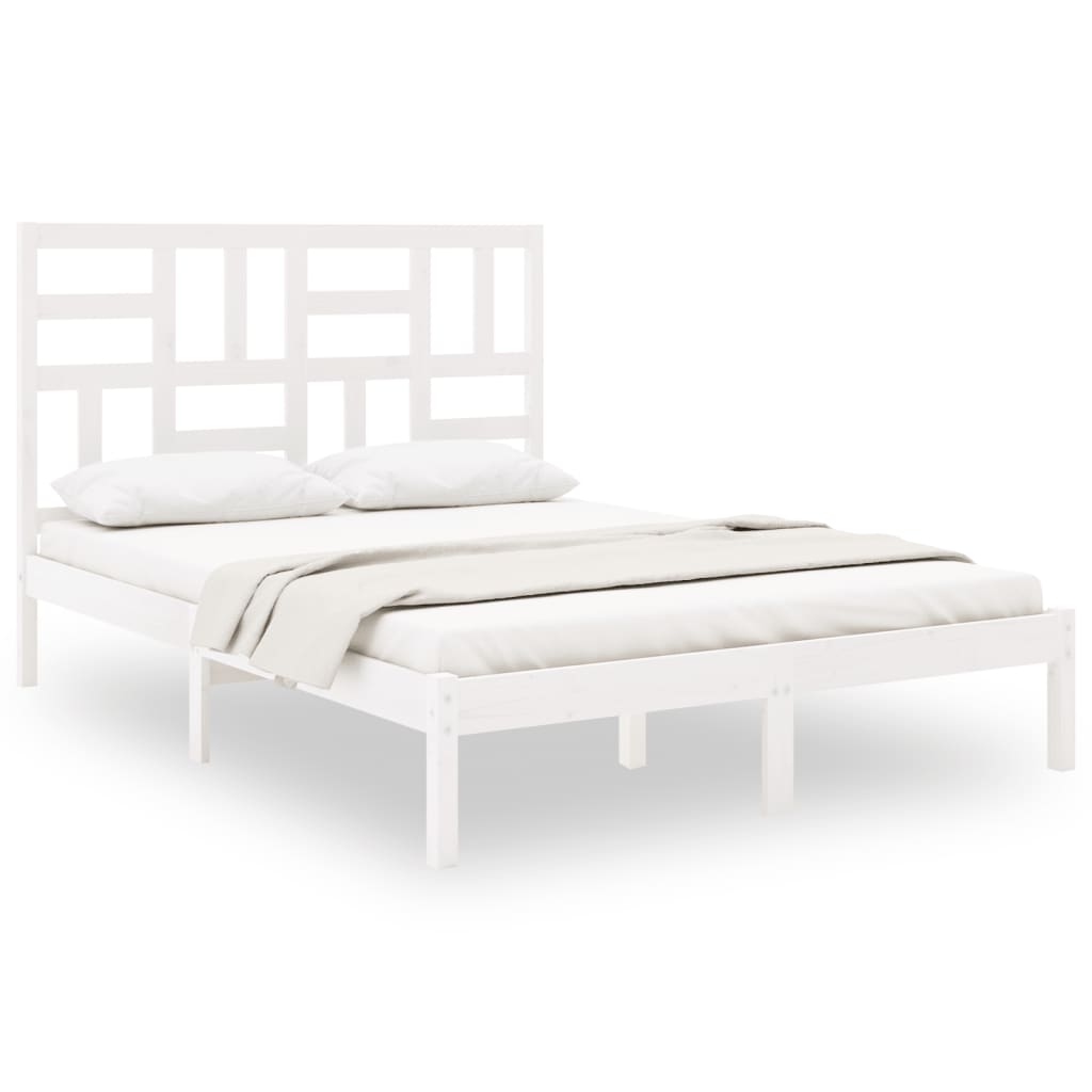 Bedframe Massief Hout 140 x 200 cm Wit