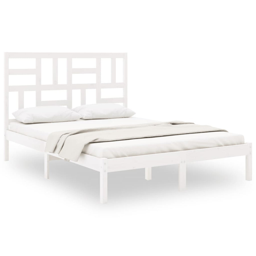 Bedframe Massief Hout 140 x 200 cm Wit