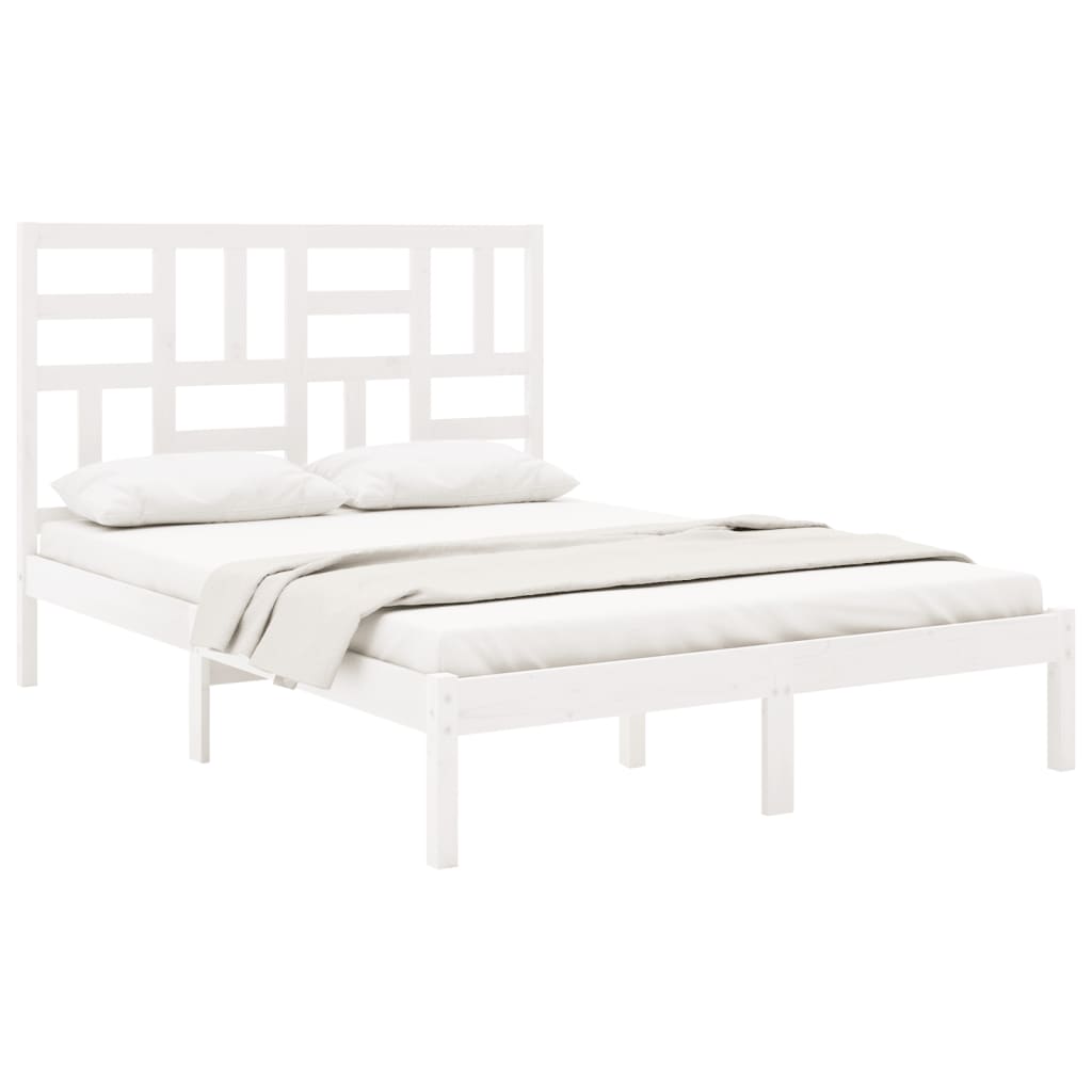 Bedframe Massief Hout 140 x 200 cm Wit