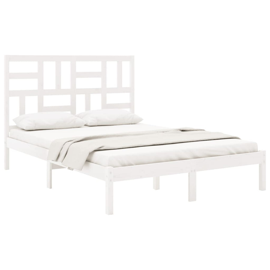 Bedframe Massief Hout 140 x 200 cm Wit