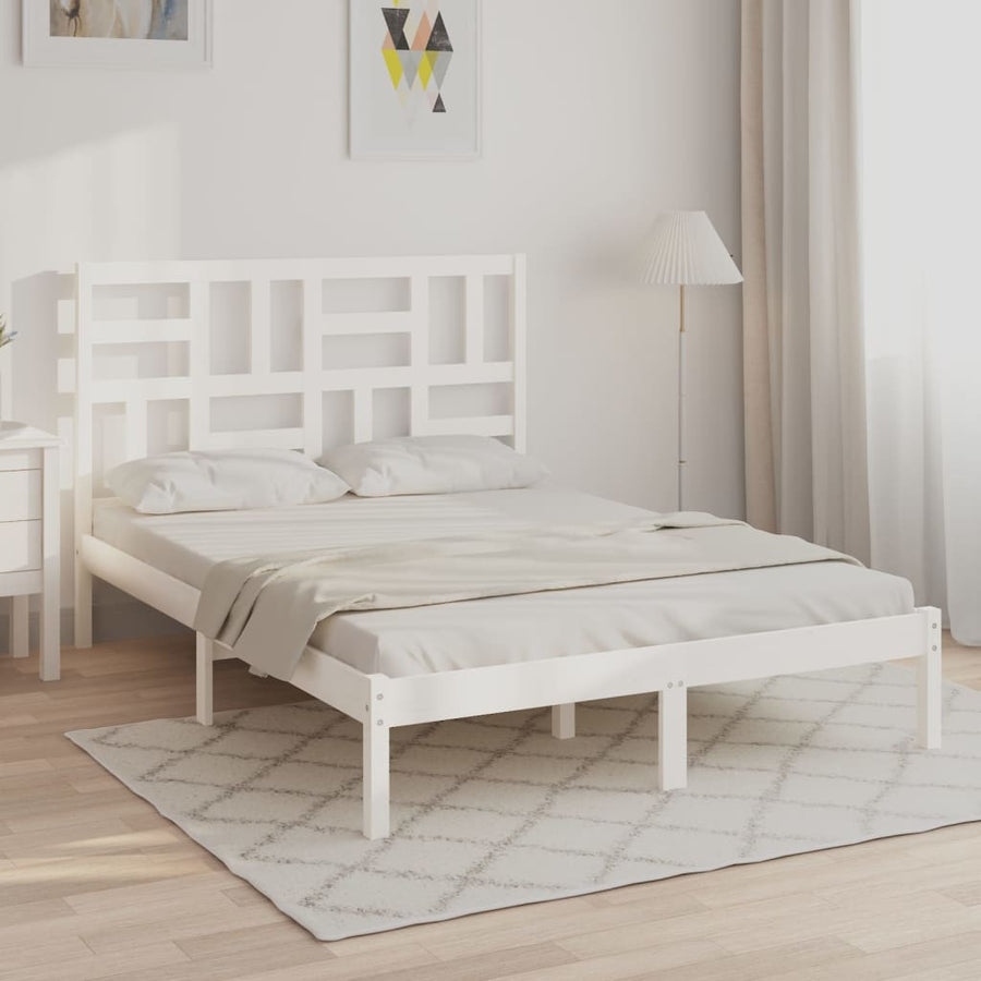 Bedframe Massief Hout 140 x 200 cm Wit