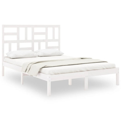 Bedframe massief hout wit 150x200 cm King Size 150 x 200 cm Wit