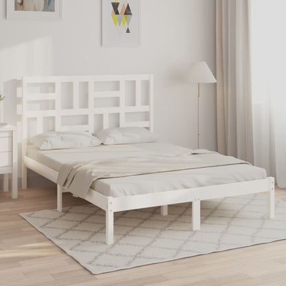 Bedframe massief hout wit 150x200 cm King Size 150 x 200 cm Wit