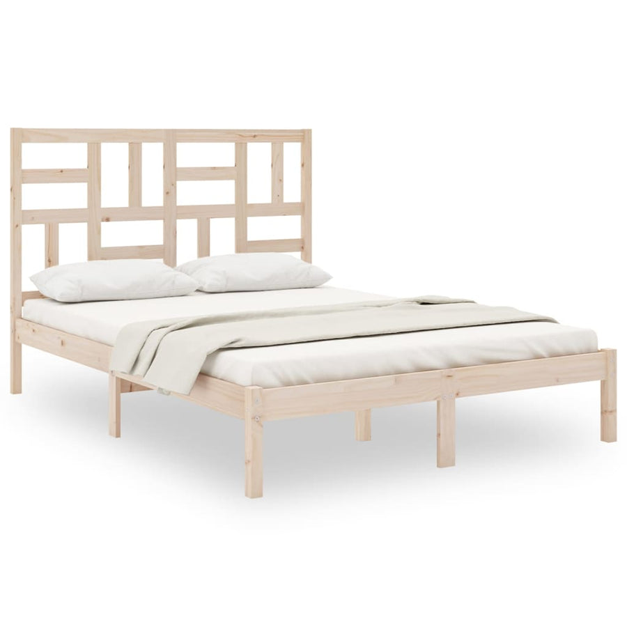 Bedframe Zonder Matras Massief Hout 160 x 200 cm Naturel