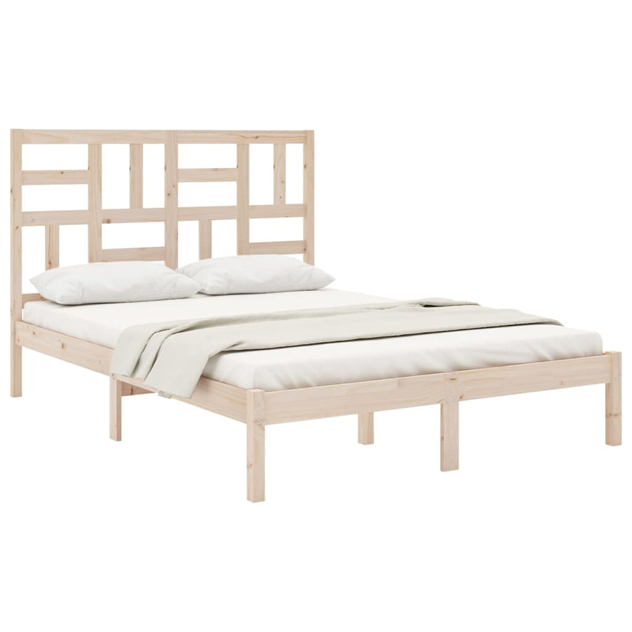 Bedframe Zonder Matras Massief Hout 160 x 200 cm Naturel