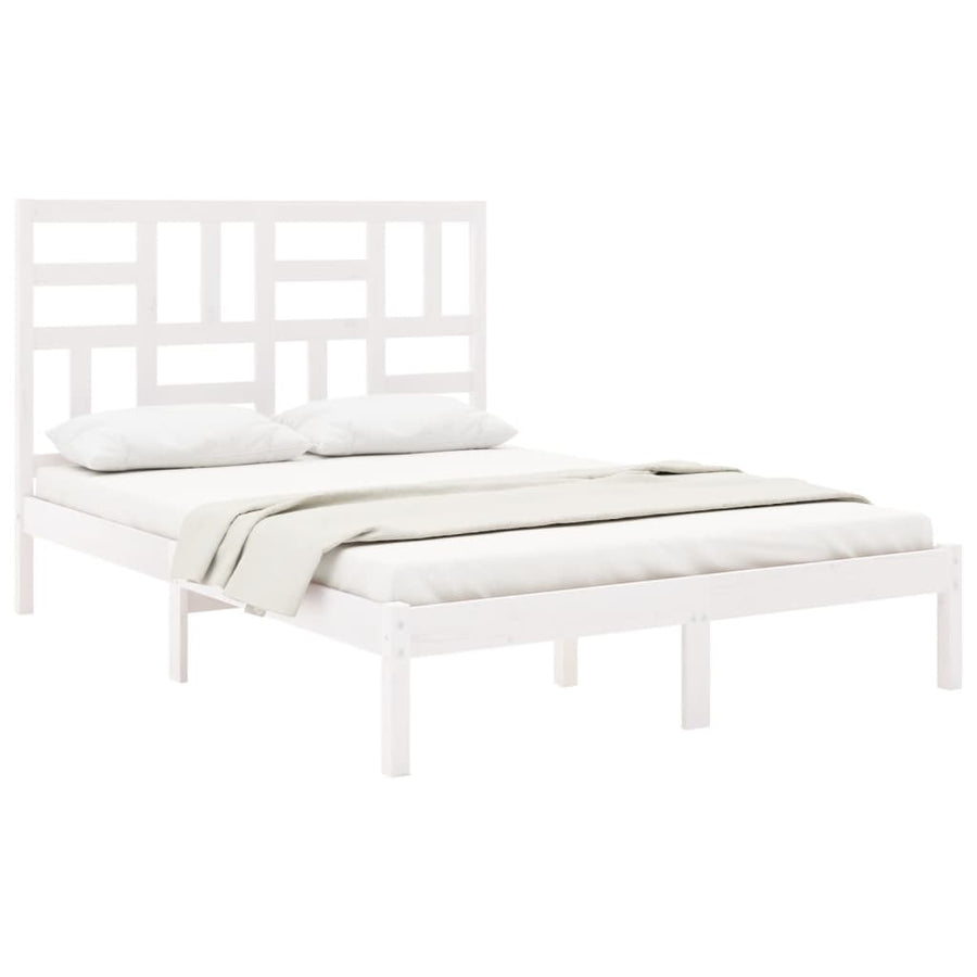 Bedframe massief hout wit 160x200 cm 160 x 200 cm Wit