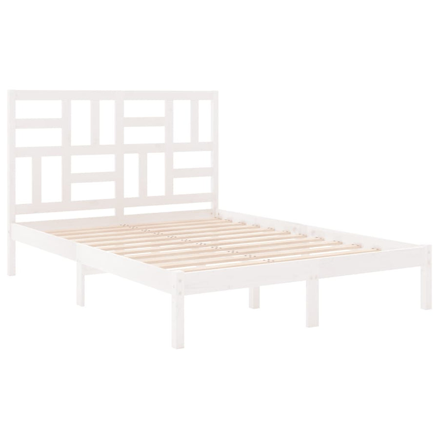 Bedframe massief hout wit 160x200 cm 160 x 200 cm Wit