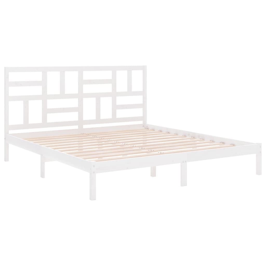 Bedframe Massief Hout 180 x 200 cm Wit