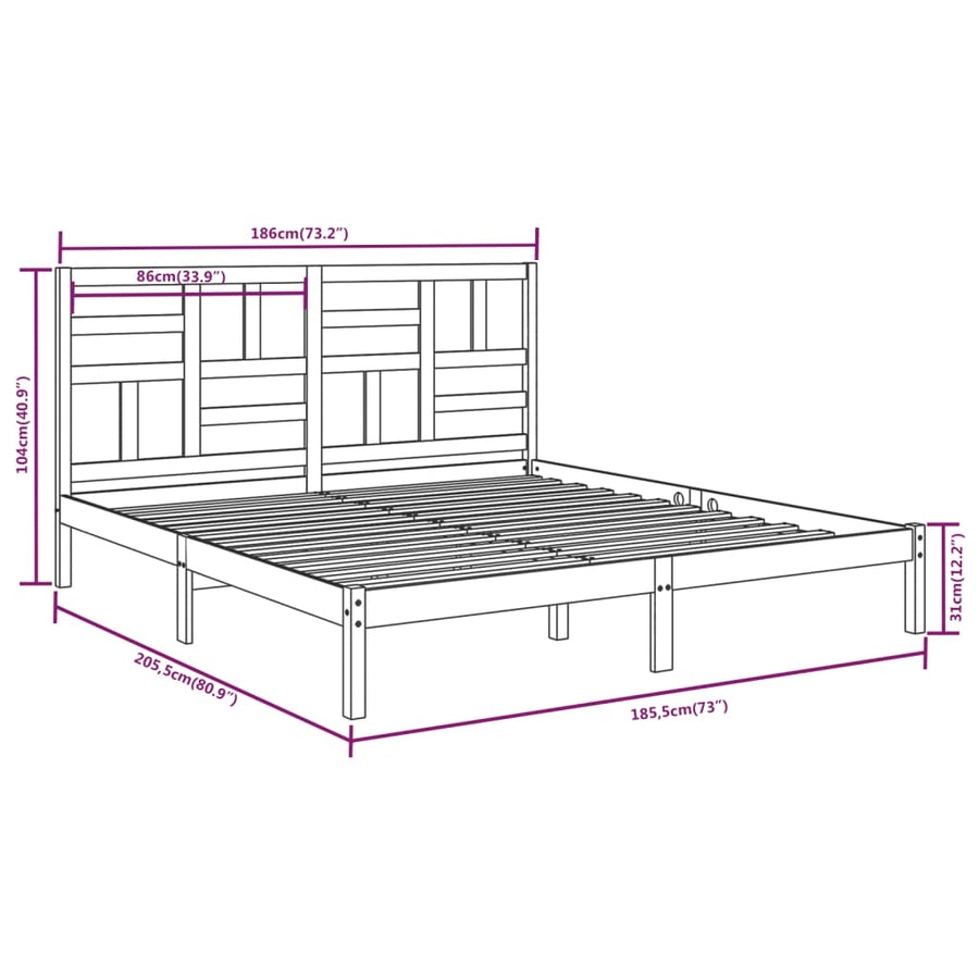 Bedframe Massief Hout 180 x 200 cm Wit