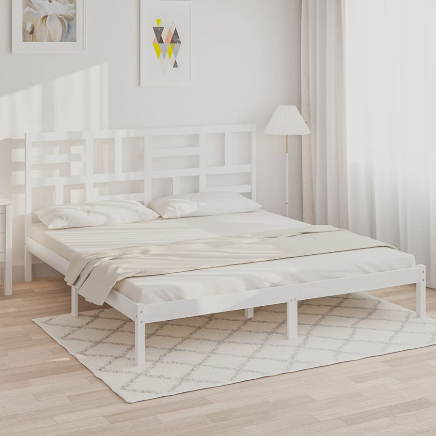Bedframe Massief Hout 180 x 200 cm Wit