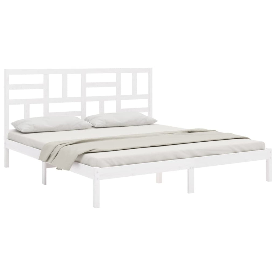 Bedframe massief hout wit 200x200 cm 200 x 200 cm Wit