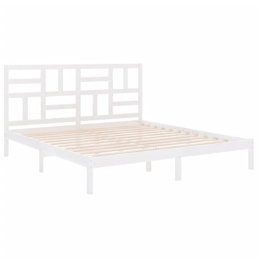Bedframe massief hout wit 200x200 cm 200 x 200 cm Wit