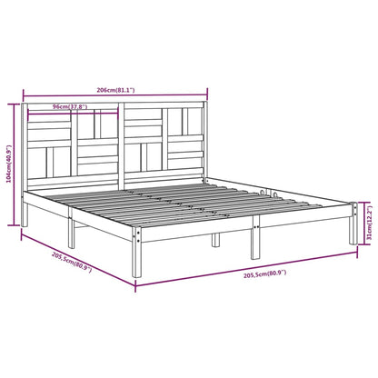 Bedframe massief hout wit 200x200 cm 200 x 200 cm Wit