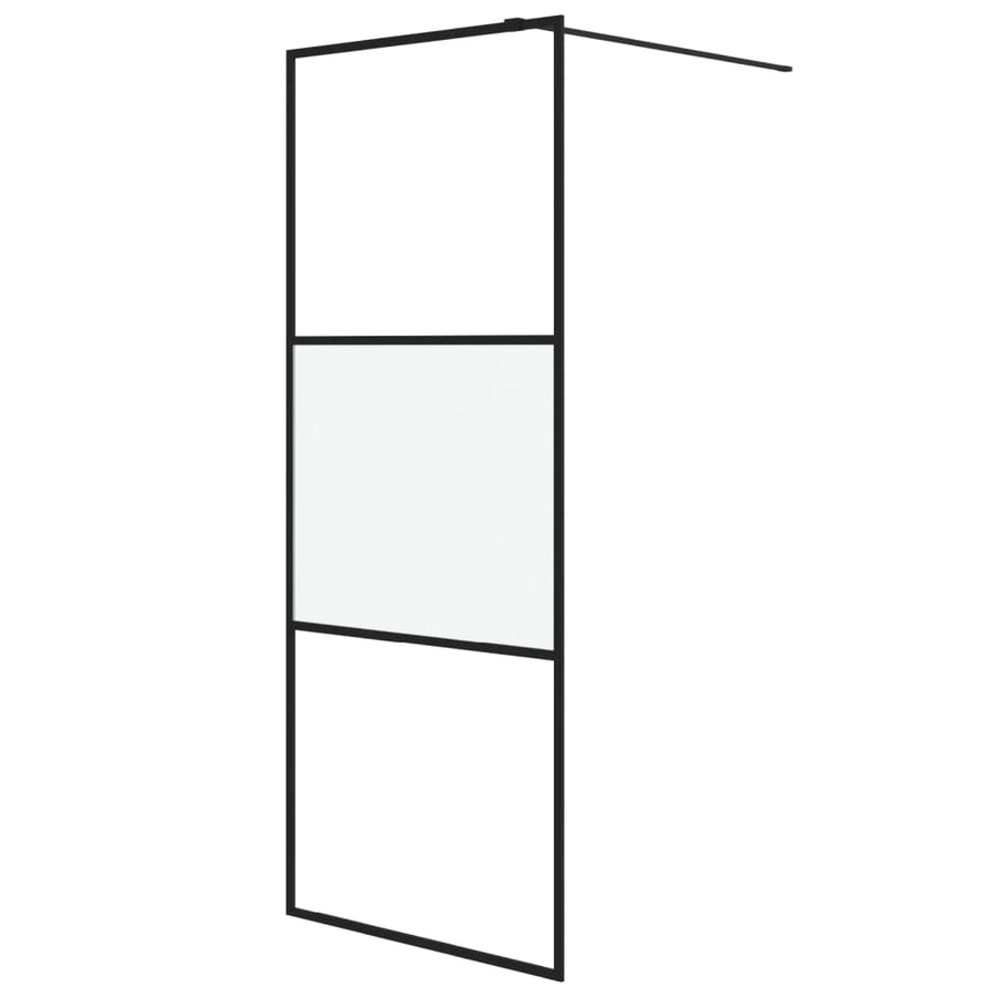 Inloopdouchewand 80x195 cm halfmat ESG-glas zwart 80 x 195 cm Zwart Halfmat