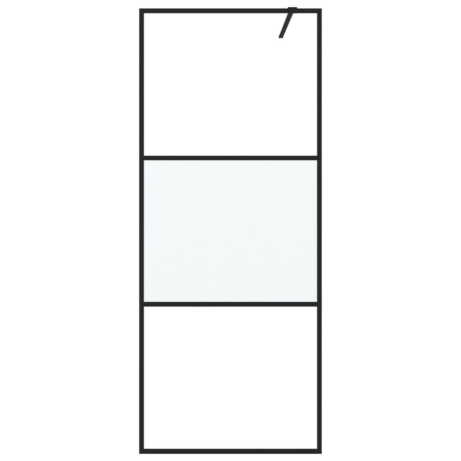 Inloopdouchewand 80x195 cm halfmat ESG-glas zwart 80 x 195 cm Zwart Halfmat