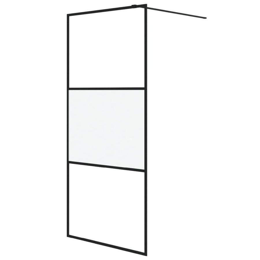 Inloopdouchewand 90x195 cm halfmat ESG-glas zwart 90 x 195 cm Zwart Halfmat