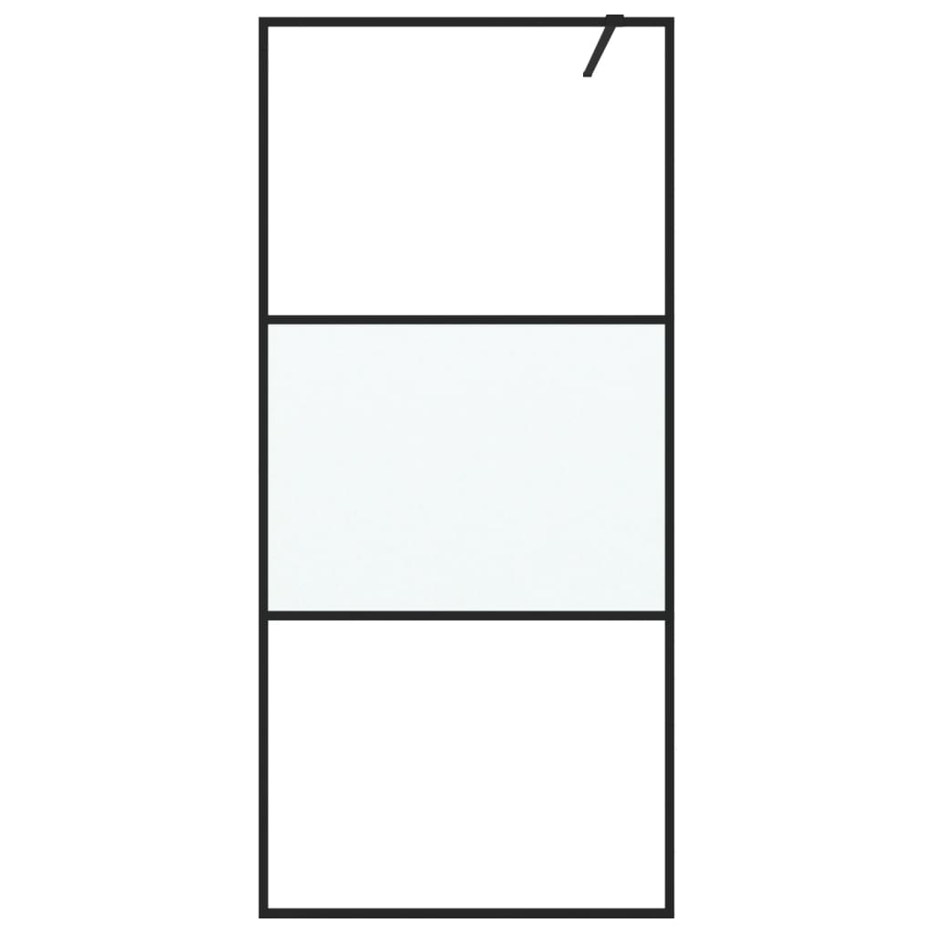 Inloopdouchewand 90x195 cm halfmat ESG-glas zwart 90 x 195 cm Zwart Halfmat