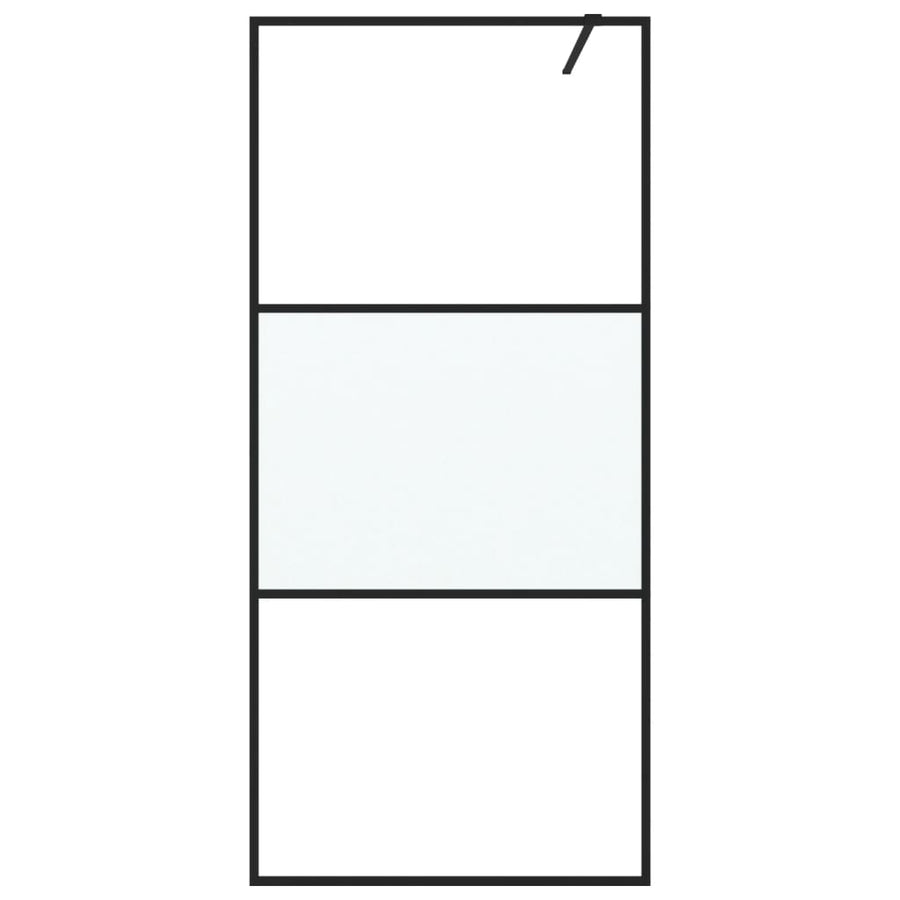 Inloopdouchewand 90x195 cm halfmat ESG-glas zwart 90 x 195 cm Zwart Halfmat