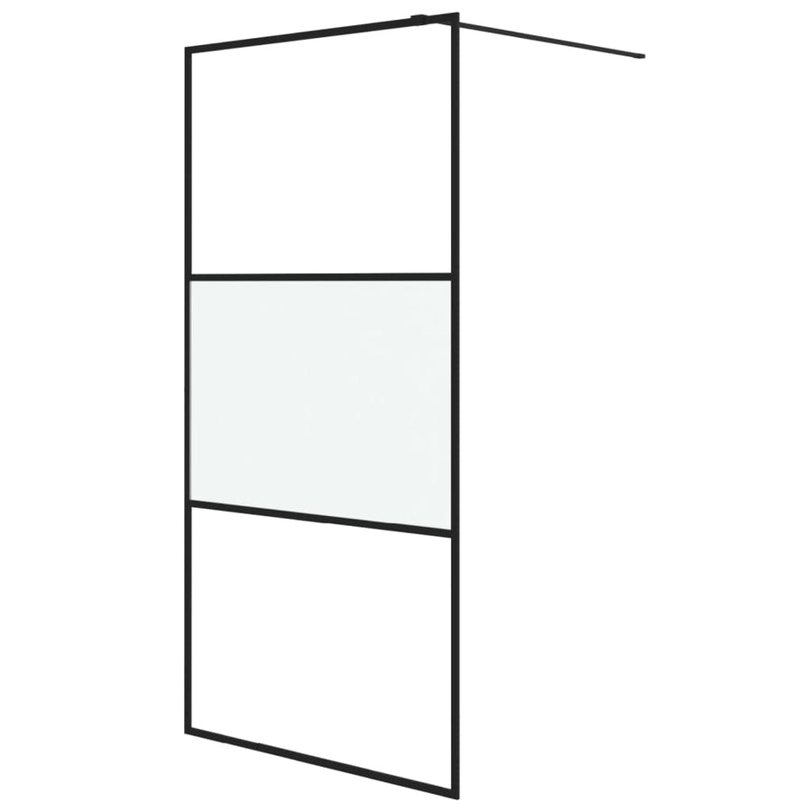 Inloopdouchewand 100x195 cm halfmat ESG-glas zwart 100 x 195 cm Zwart Halfmat