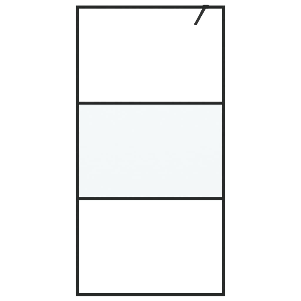 Inloopdouchewand 100x195 cm halfmat ESG-glas zwart 100 x 195 cm Zwart Halfmat