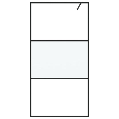 Inloopdouchewand 100x195 cm halfmat ESG-glas zwart 100 x 195 cm Zwart Halfmat