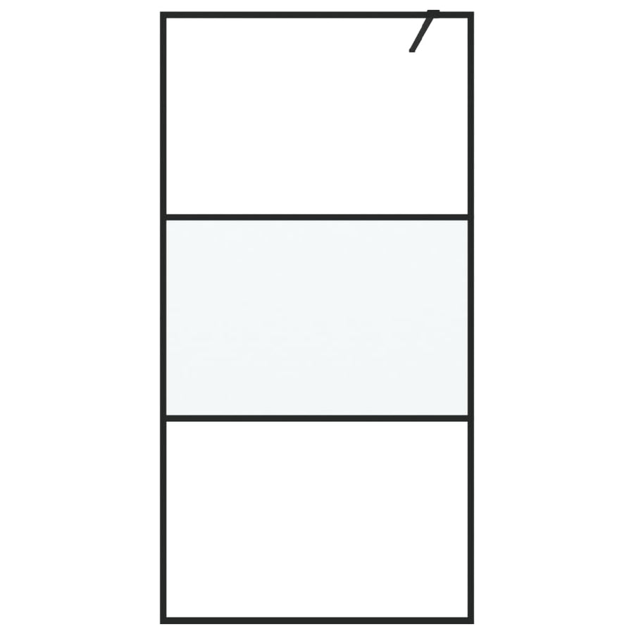 Inloopdouchewand 100x195 cm halfmat ESG-glas zwart 100 x 195 cm Zwart Halfmat