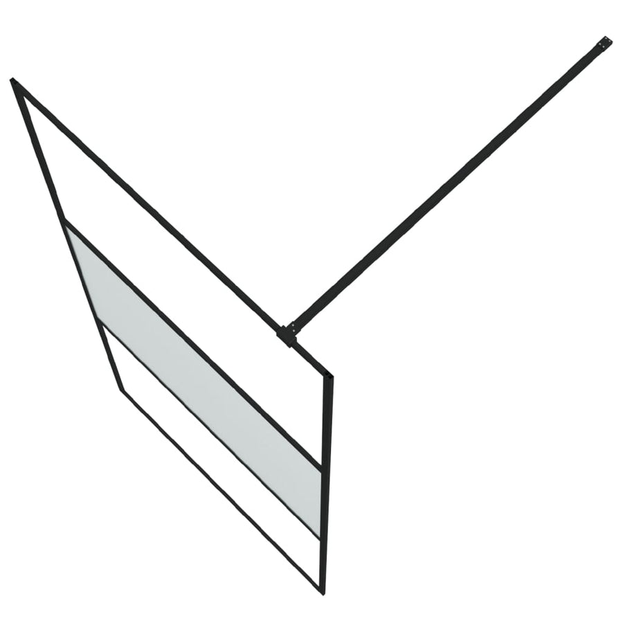 Inloopdouchewand 100x195 cm halfmat ESG-glas zwart 100 x 195 cm Zwart Halfmat