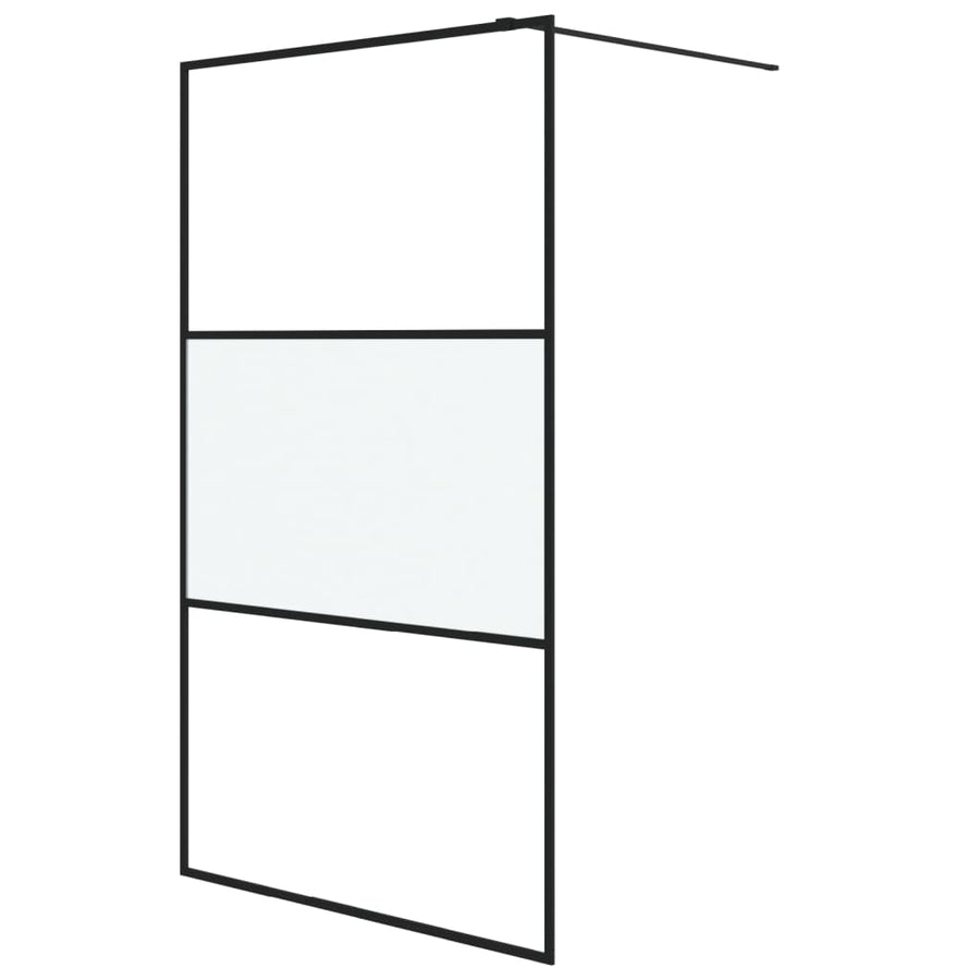 Inloopdouchewand 115x195 cm halfmat ESG-glas zwart 115 x 195 cm Zwart Halfmat