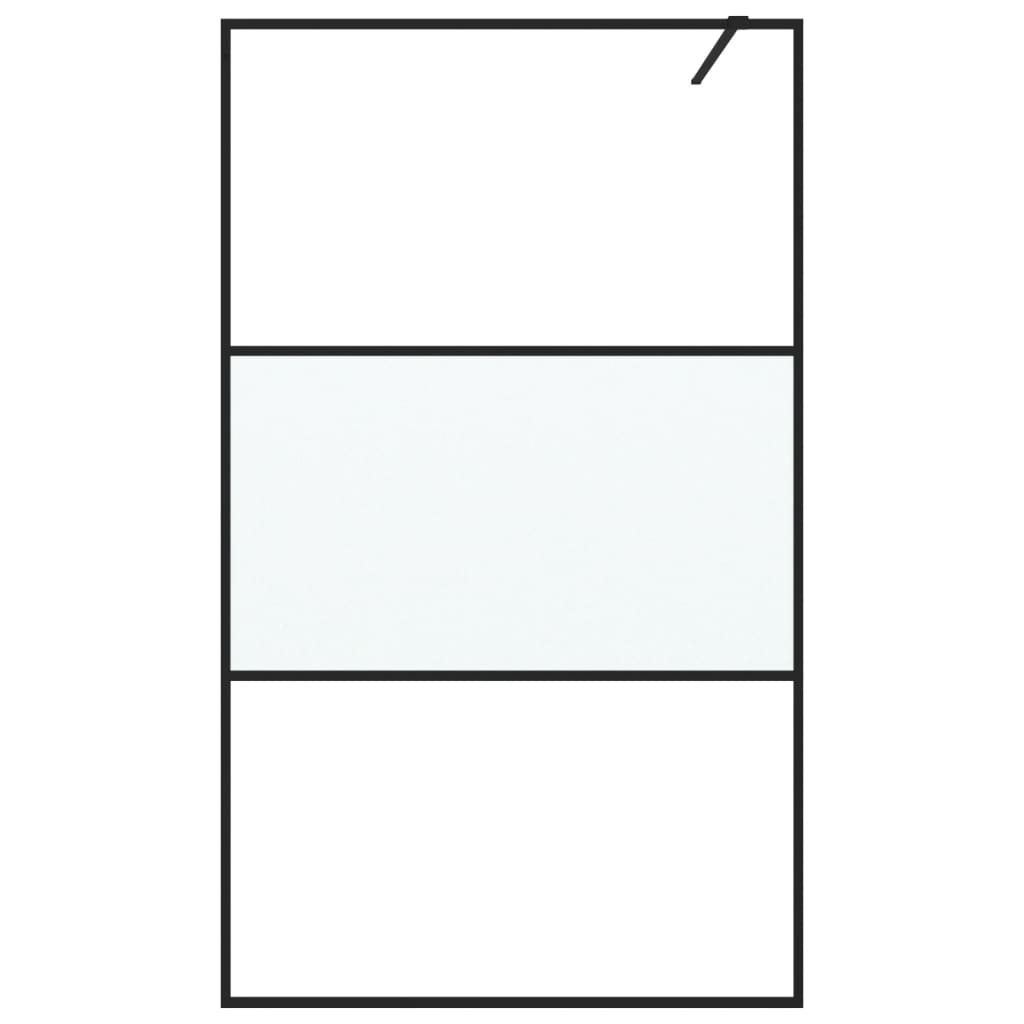 Inloopdouchewand 115x195 cm halfmat ESG-glas zwart 115 x 195 cm Zwart Halfmat