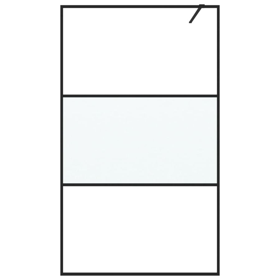 Inloopdouchewand 115x195 cm halfmat ESG-glas zwart 115 x 195 cm Zwart Halfmat