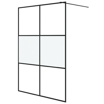 Inloopdouchewand 140x195 cm halfmat ESG-glas zwart 140 x 195 cm Zwart Halfmat