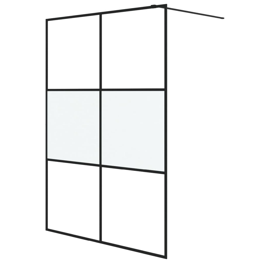 Inloopdouchewand 140x195 cm halfmat ESG-glas zwart 140 x 195 cm Zwart Halfmat