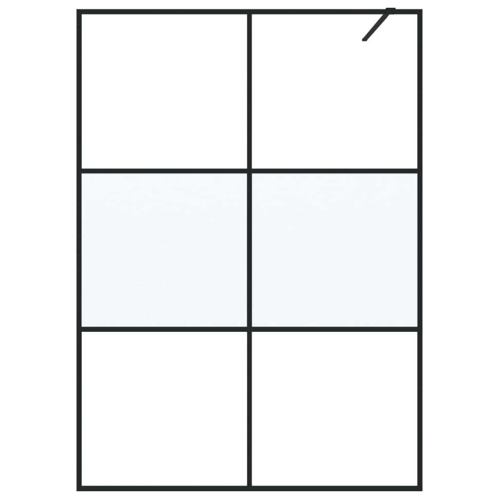 Inloopdouchewand 140x195 cm halfmat ESG-glas zwart 140 x 195 cm Zwart Halfmat