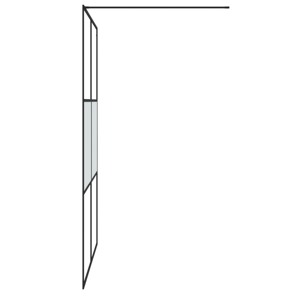 Inloopdouchewand 140x195 cm halfmat ESG-glas zwart 140 x 195 cm Zwart Halfmat