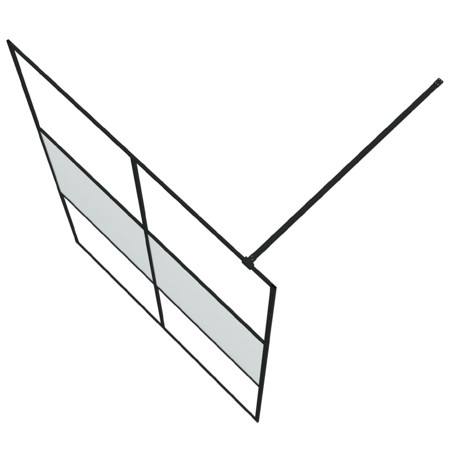Inloopdouchewand 140x195 cm halfmat ESG-glas zwart 140 x 195 cm Zwart Halfmat