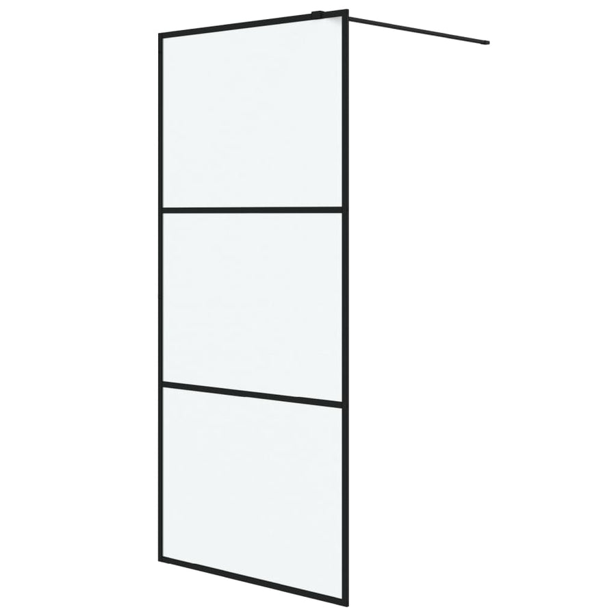 Inloopdouchewand 90x195 cm mat ESG-glas zwart 90 x 195 cm Zwart Mat