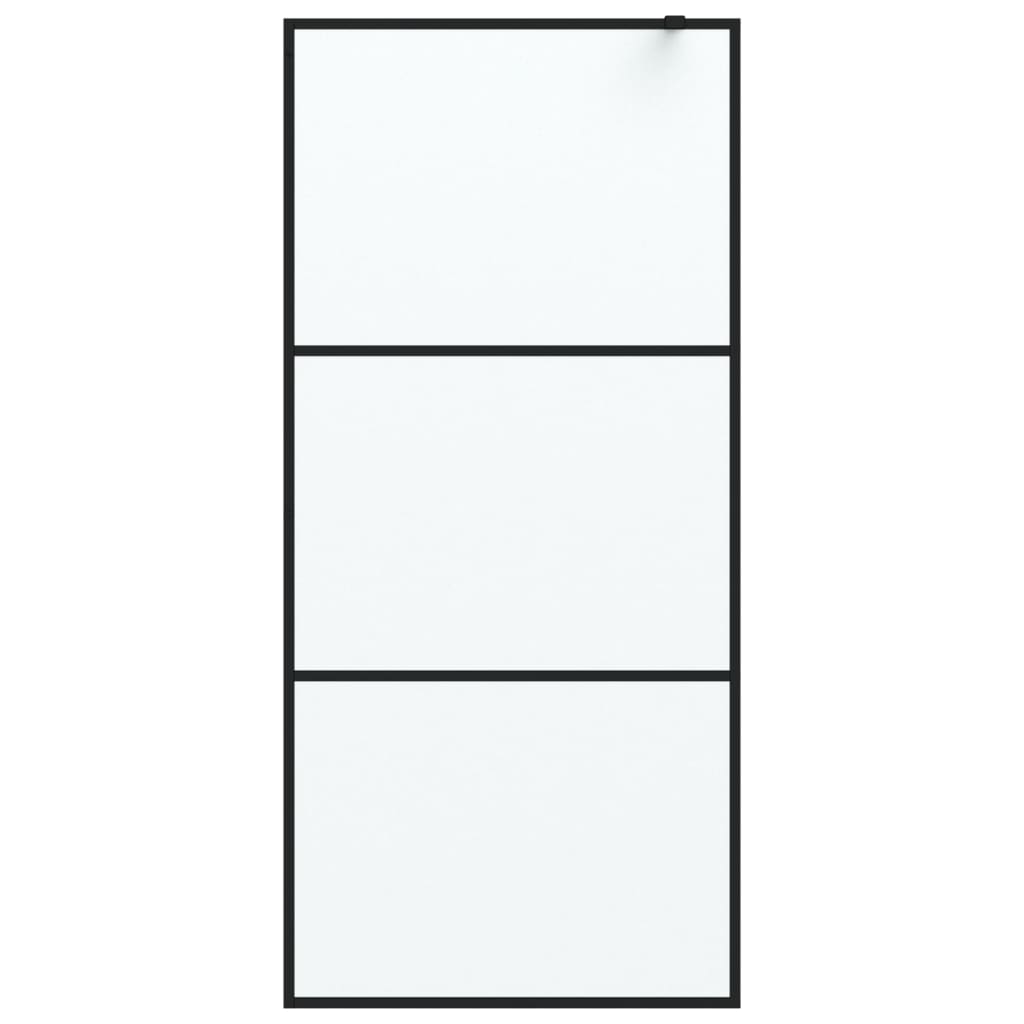 Inloopdouchewand 90x195 cm mat ESG-glas zwart 90 x 195 cm Zwart Mat