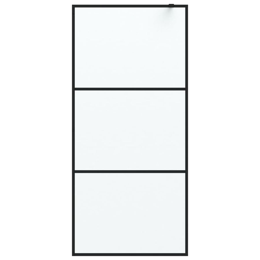 Inloopdouchewand 90x195 cm mat ESG-glas zwart 90 x 195 cm Zwart Mat