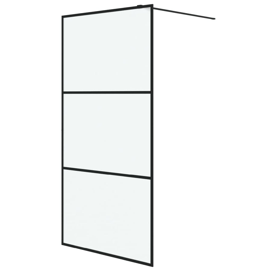 Inloopdouchewand 100x195 cm mat ESG-glas zwart 100 x 195 cm Zwart Mat