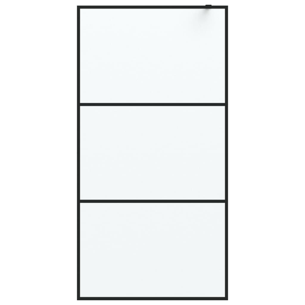 Inloopdouchewand 100x195 cm mat ESG-glas zwart 100 x 195 cm Zwart Mat