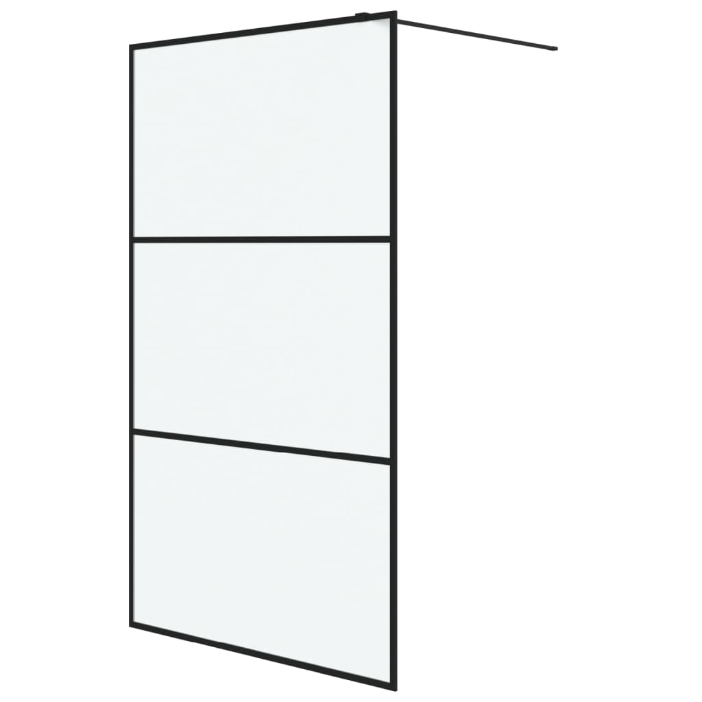 Inloopdouchewand 115x195 cm mat ESG-glas zwart 115 x 195 cm Zwart Mat