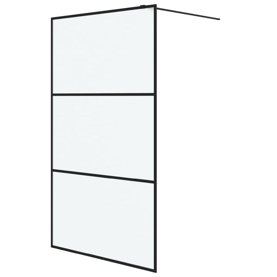 Inloopdouchewand 115x195 cm mat ESG-glas zwart 115 x 195 cm Zwart Mat