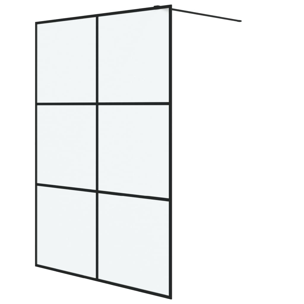 Inloopdouchewand 140x195 cm mat ESG-glas zwart 140 x 195 cm Zwart Mat