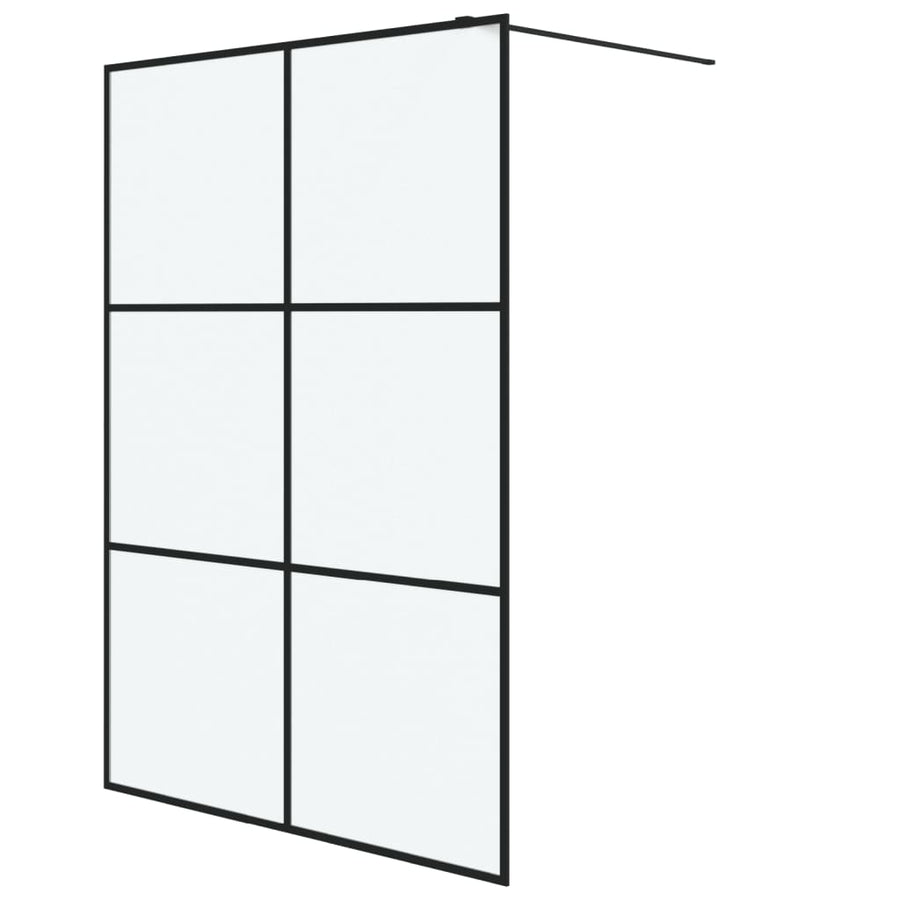 Inloopdouchewand 140x195 cm mat ESG-glas zwart 140 x 195 cm Zwart Mat