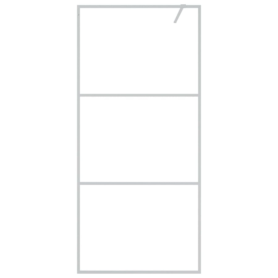 Inloopdouchewand 90x195 cm transparant ESG-glas zilverkleurig 90 x 195 cm Zilver
